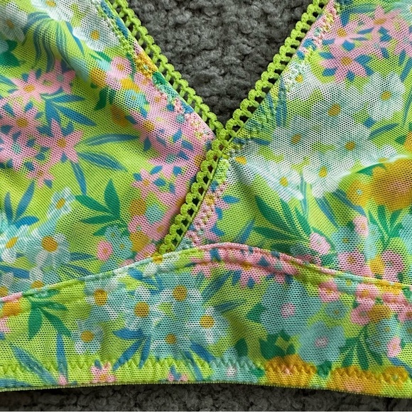 Arizona Body Bralette Mesh Acid Lime Beach Floral Size S - Picture 4 of 11
